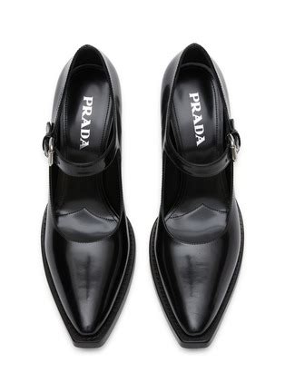 prada spazzolato leather wedge mary janes|PRADA Spazzolato Mary Jane 90mm Pumps 39 Black.